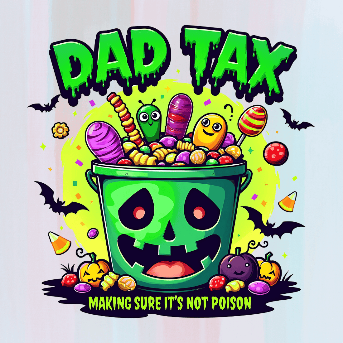 Dad with Candy and Pumpkin T-shirt Design preview image.