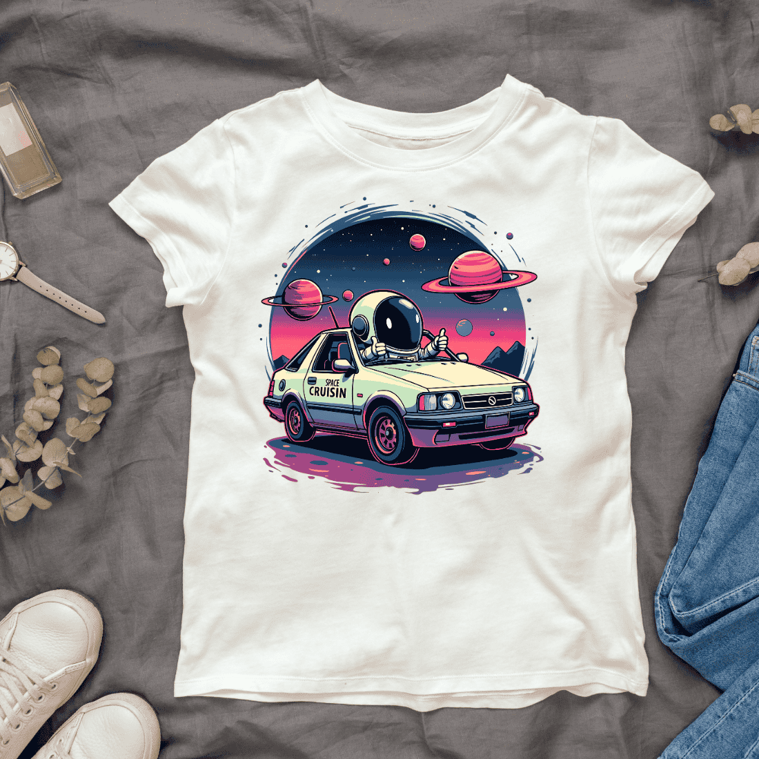 Cosmic Cruise T-shirt Design cover image.