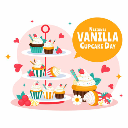 11 National Vanilla Cupcake Day Illustration cover image.