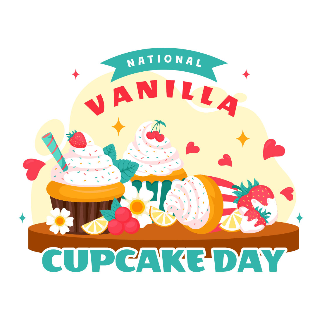 11 National Vanilla Cupcake Day Illustration preview image.