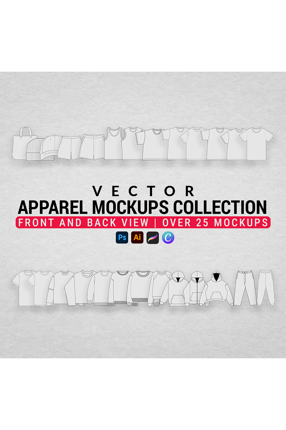 Vector Apparel Mockups Collection pinterest preview image.