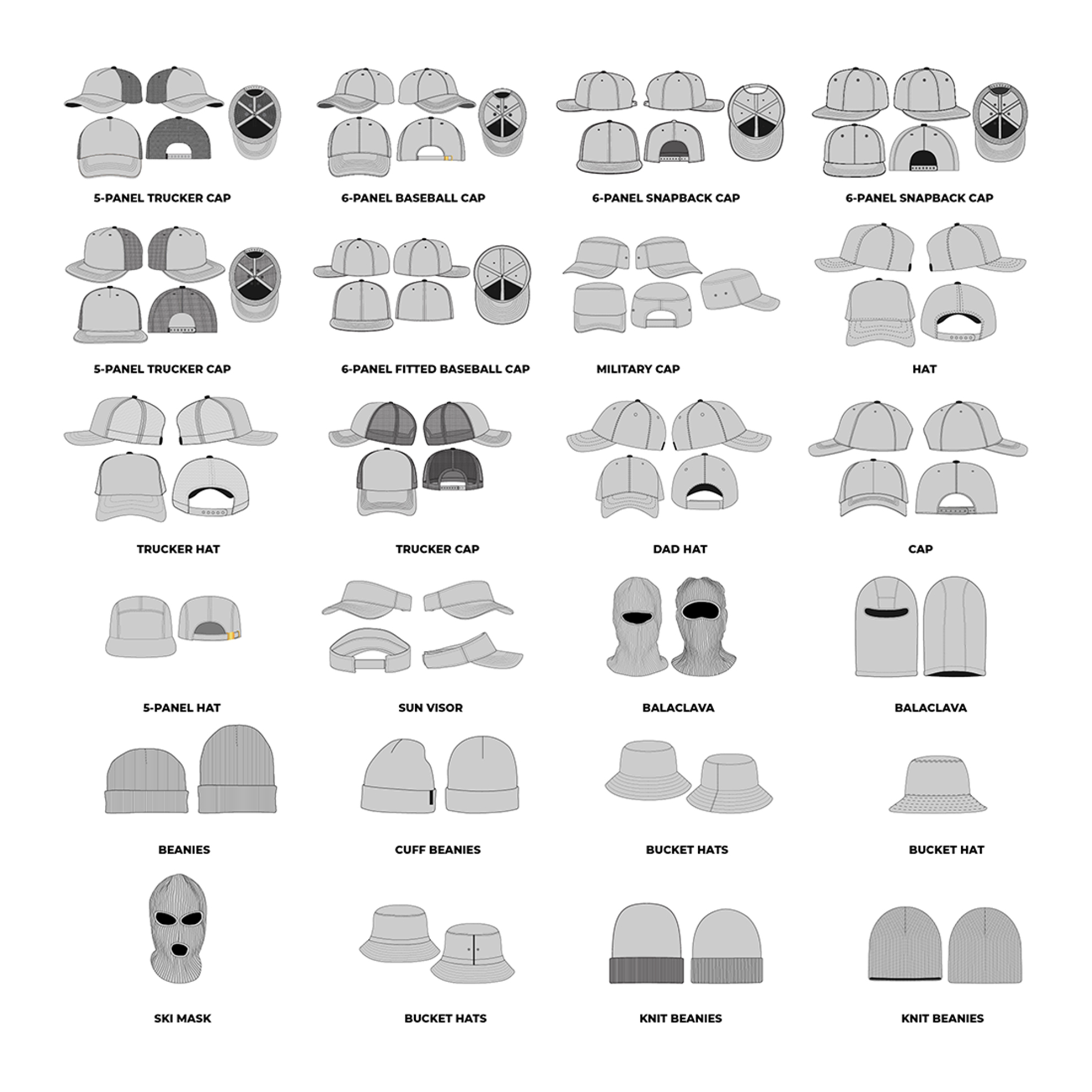 Vector Headwear Mockups MEGA BUNDLE | Hat Design Template preview image.