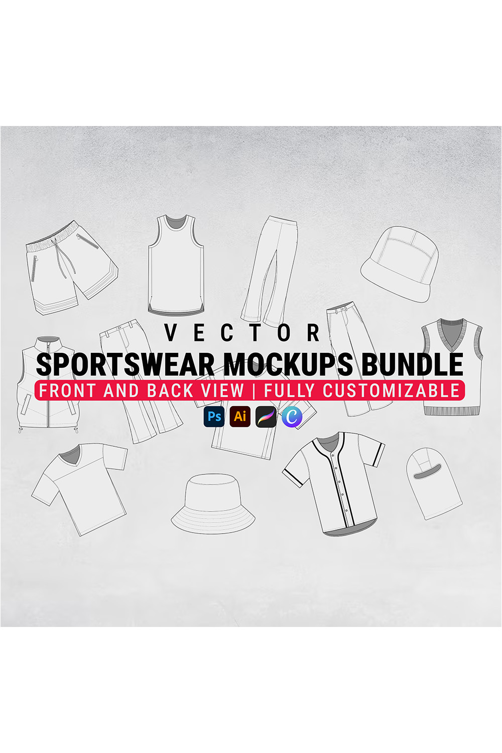 Vector Sportswear Mockups Bundle pinterest preview image.