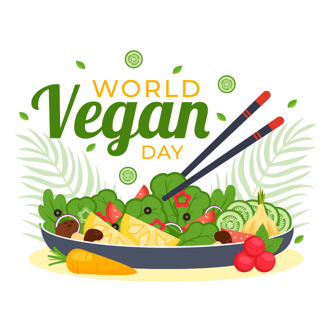 10 World Vegan Day Illustration preview image.