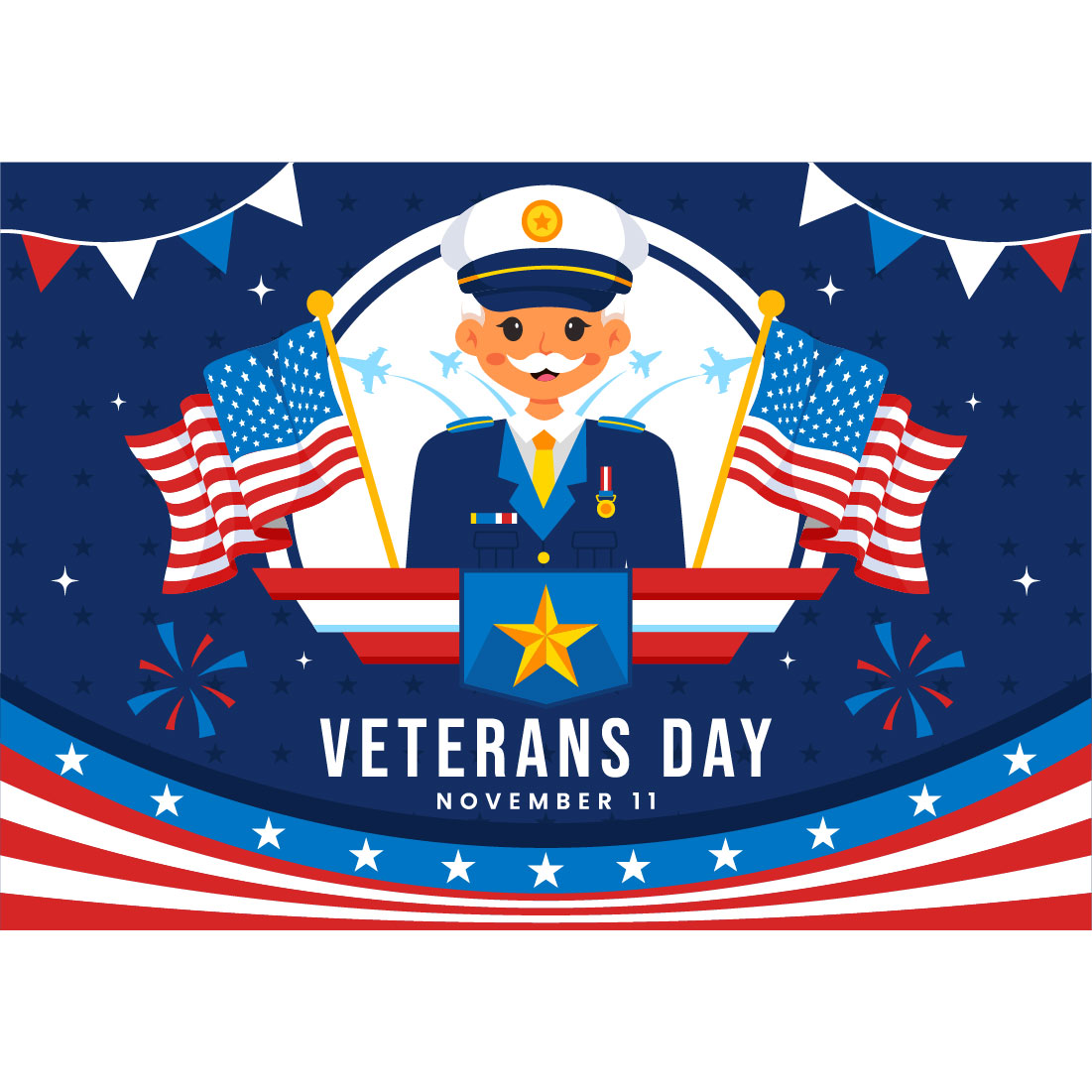 13 Happy Veterans Day Illustration cover image.