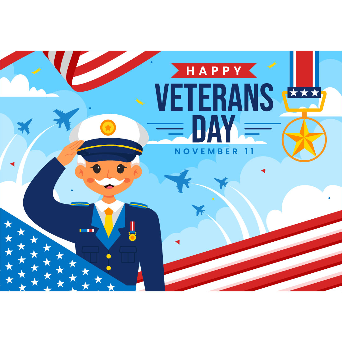 13 Happy Veterans Day Illustration preview image.