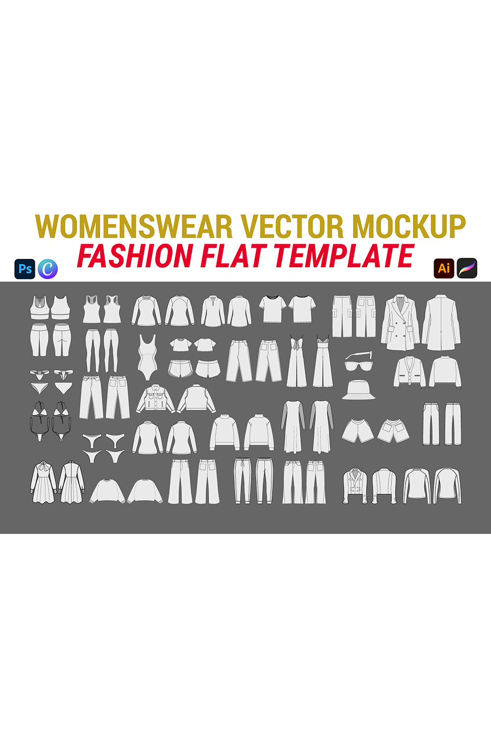 Womenswear Vector Mockup Bundle pinterest preview image.