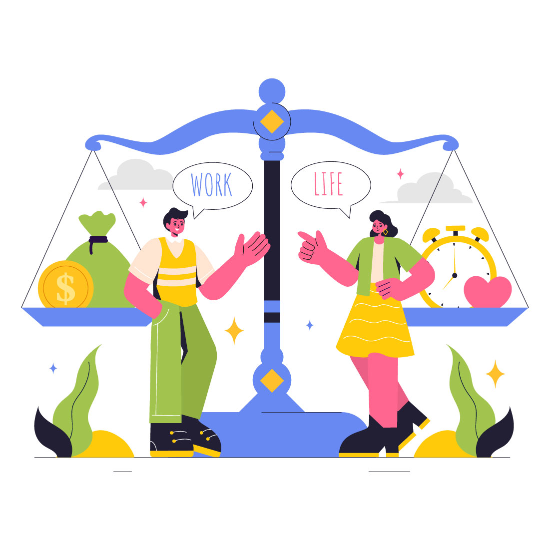 9 Work Life Balance Illustration preview image.