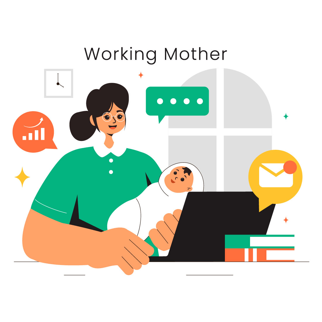 9 Working Mother Illustration preview image.