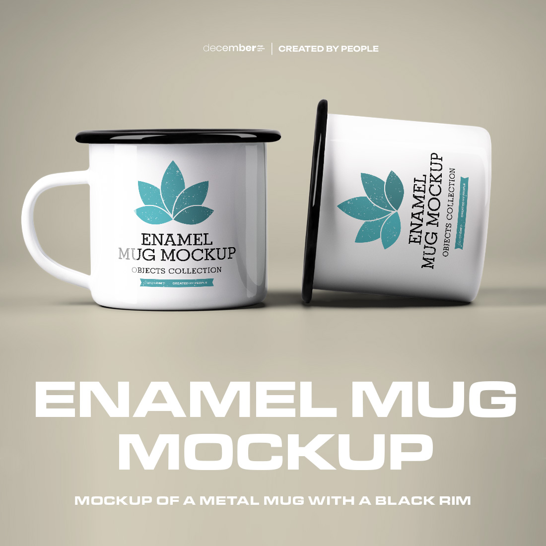 9 Mockups of Enamel Metal Mug with Black Rim cover image.