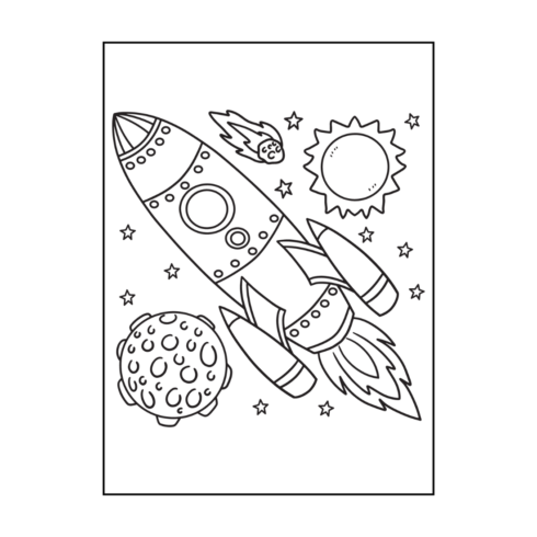 50 amazing space coloring book pages cover image.