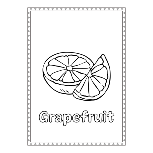 50 juicy fruits coloring book pages cover image.