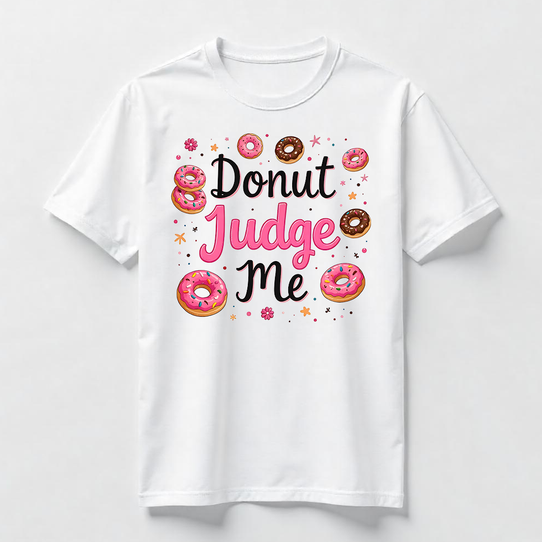 Watercolor Donut Judge Me Typography T-Shirt Design Bundle cover image.