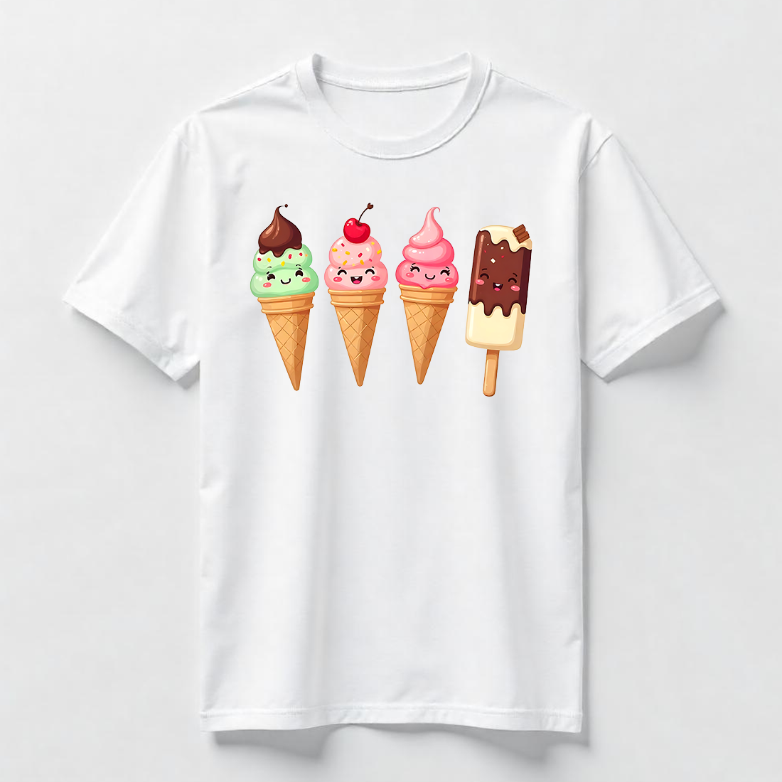 Kawaii Ice Cream T-Shirt Design Bundle cover image.