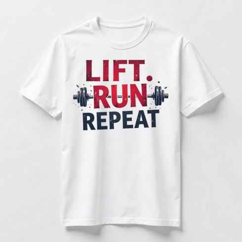 Watercolor Gym Motivation Quote with Barbell T-Shirt Design Bundle cover image.