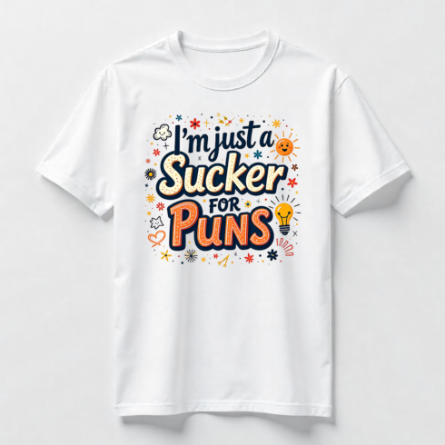 Watercolor I'm Just a Sucker for Puns T-Shirt Design Bundle cover image.