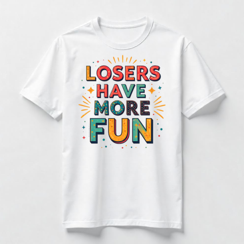 Watercolor Losers Have More Fun! T-Shirt Design Bundle cover image.