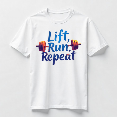 Lift Run Repeat Fitness T-Shirt Design Bundle cover image.