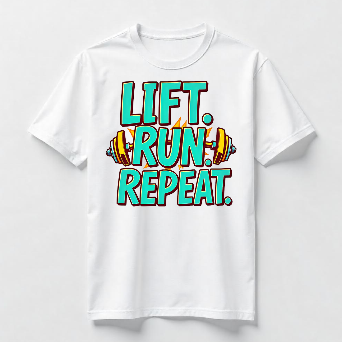 Watercolor Workout Slogan with Barbell T-Shirt Design Bundle cover image.