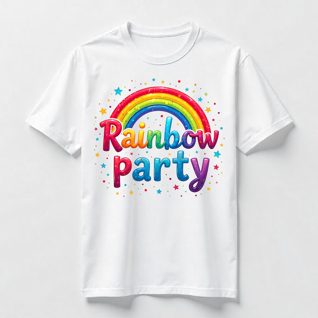 Watercolor Rainbow Party T-Shirt Design Bundle cover image.