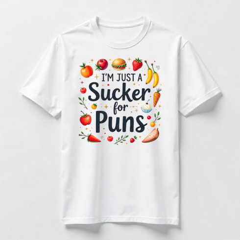 Watercolor I'm Just a Sucker for Puns Food T-Shirt Design Bundle cover image.