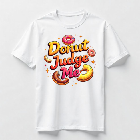 Cute Donut Text T-Shirt Design Bundle cover image.