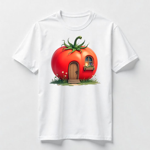 Watercolor Cute Tomato House T-Shirt Design Bundle cover image.