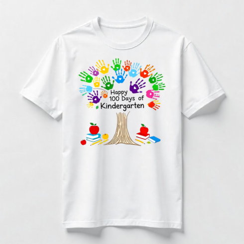 Watercolor 100 Days of Kindergarten T-Shirt Design Bundle cover image.