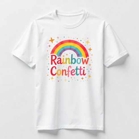 Colorful Rainbow Party Text T-Shirt Design Bundle cover image.