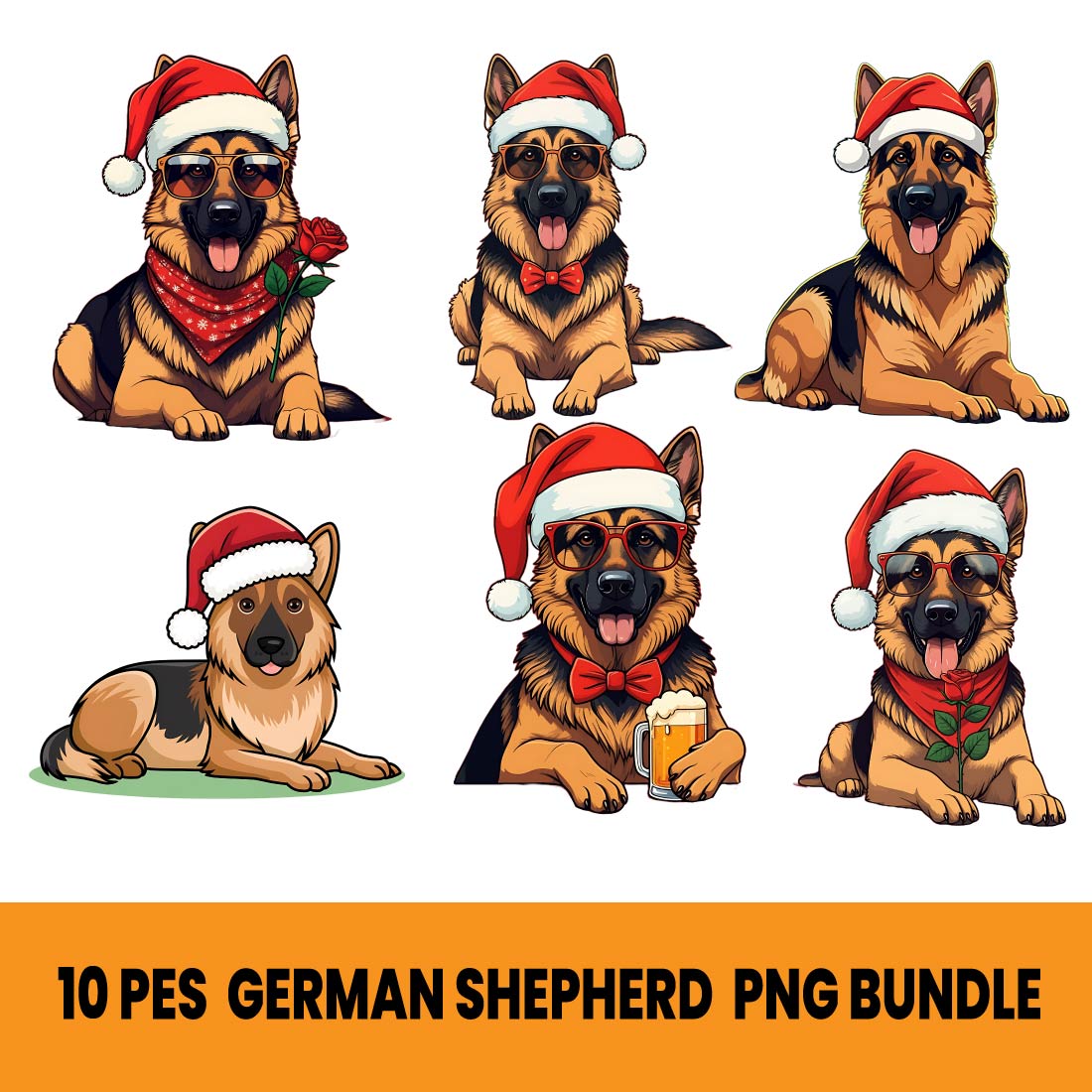 "7-Piece German Shepherd PNG Bundle for Designers" preview image.