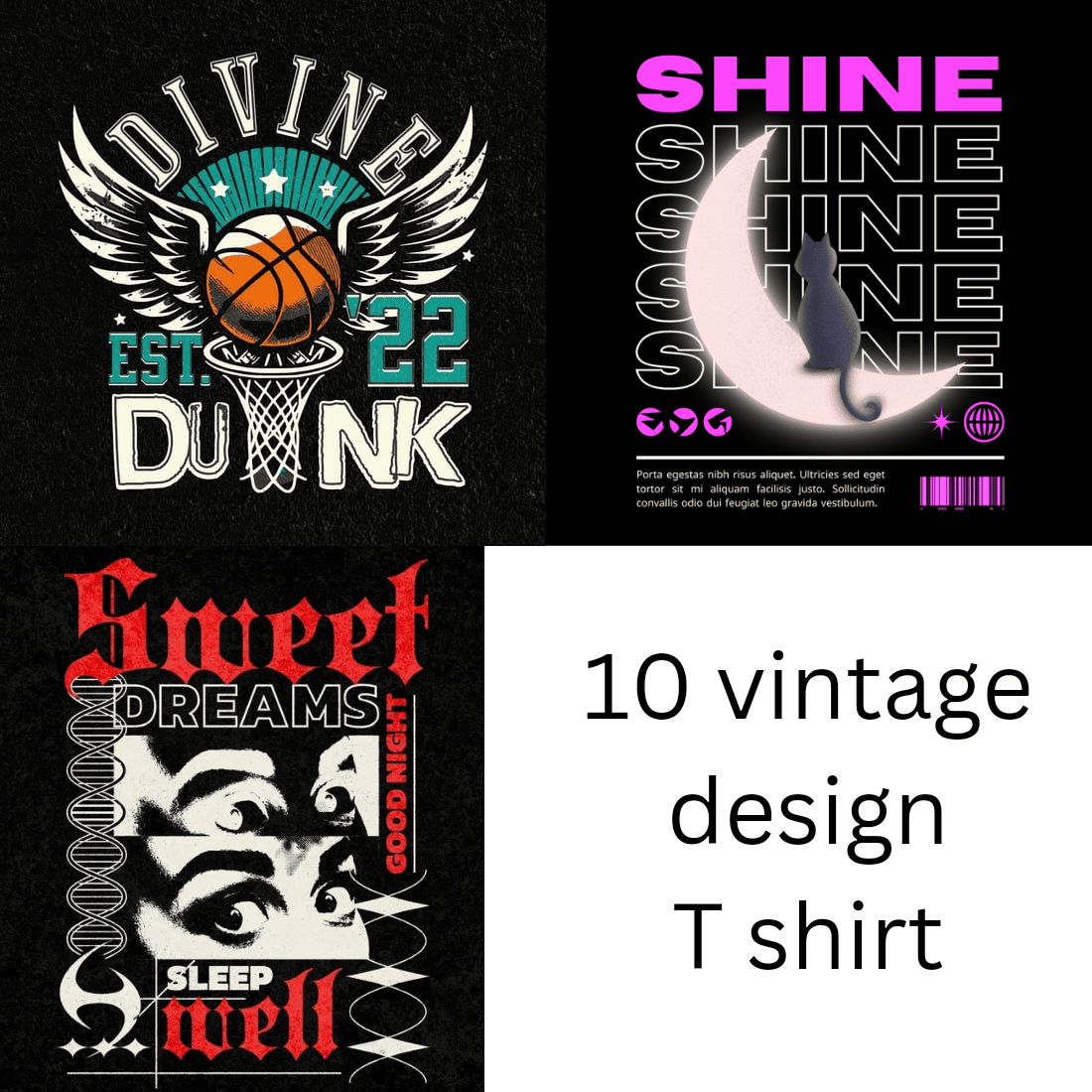 10 vintage T shirt design preview image.