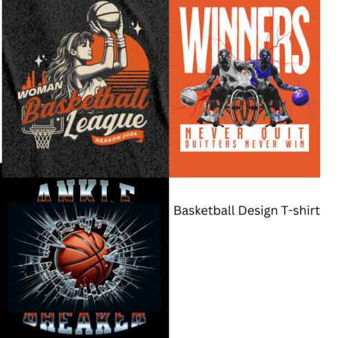 3 unique basketball T-shirt design cover image.