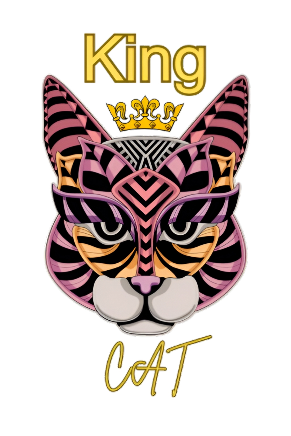 Majestic King Cat Design: A Royal Fusion of Elegance and Power pinterest preview image.