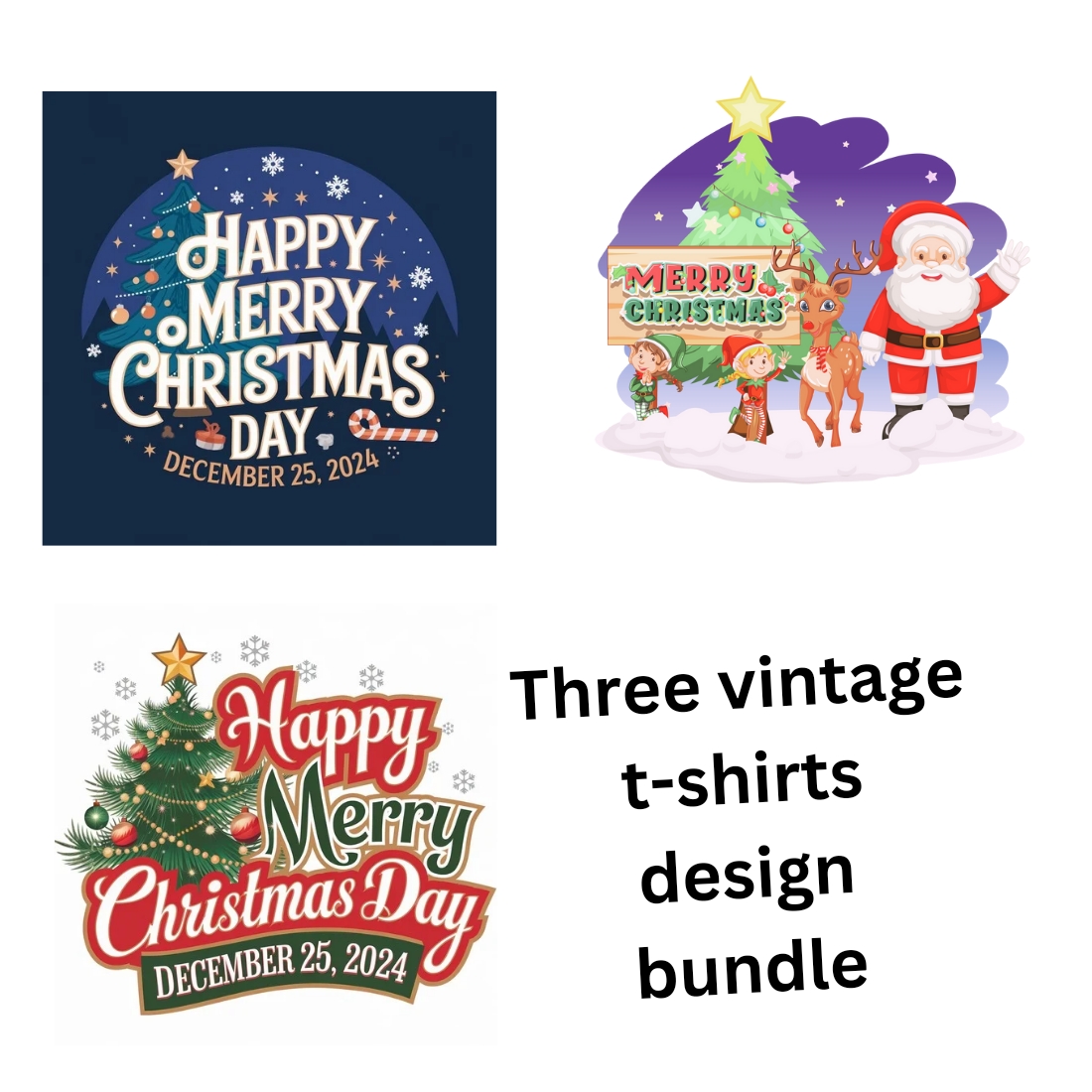 Classic Merry Christmas Vintage design preview image.