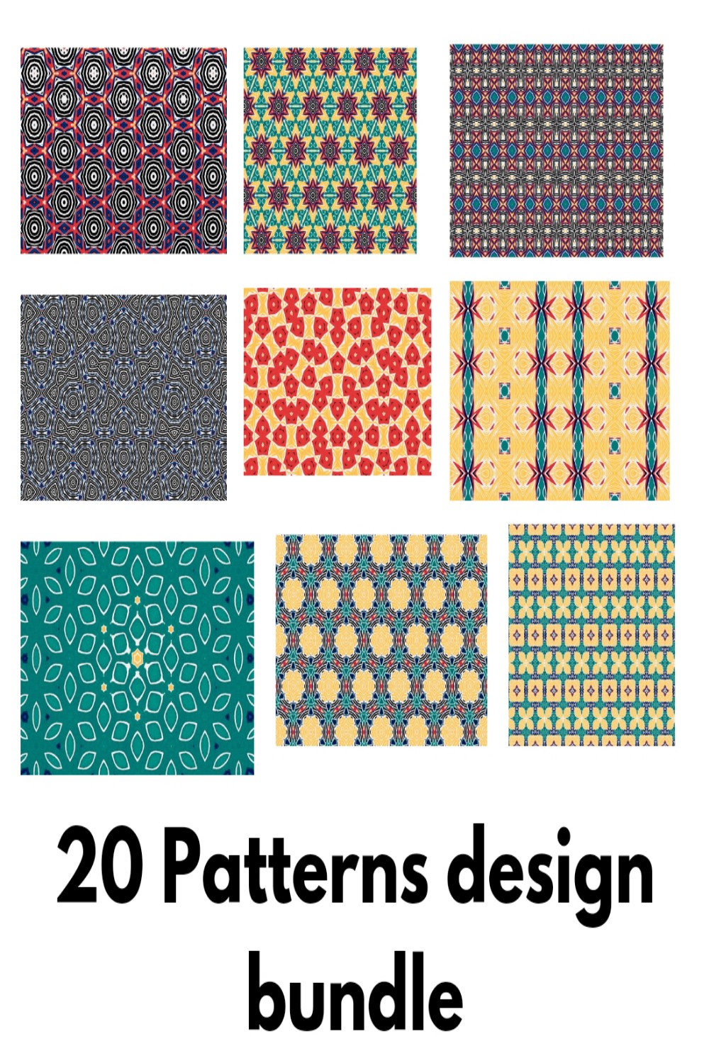 20 Unique Pattern Design Bundle - Versatile and Creative pinterest preview image.