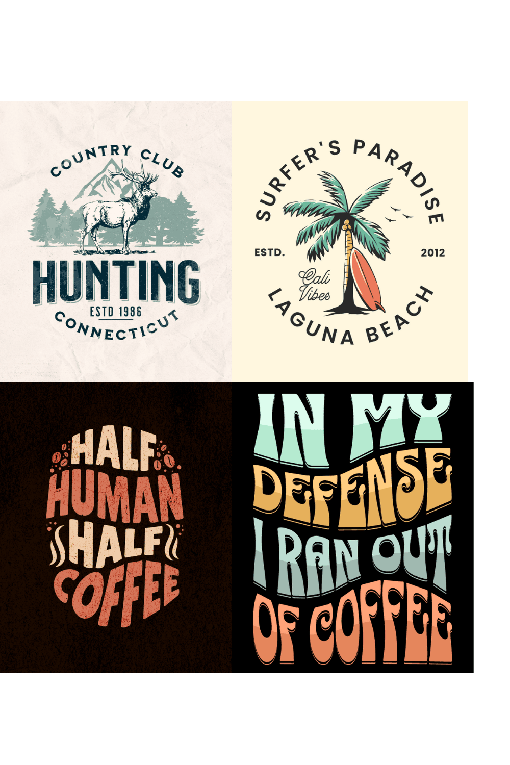 4 Beautiful T-shirt designs pinterest preview image.