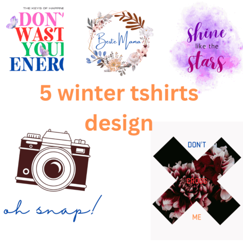 5 winter tshirts design cover image.