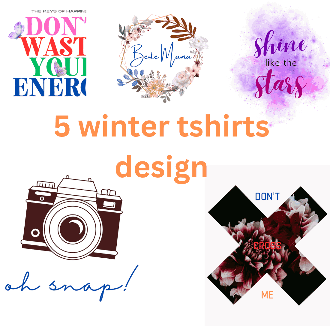 5 winter tshirts design preview image.