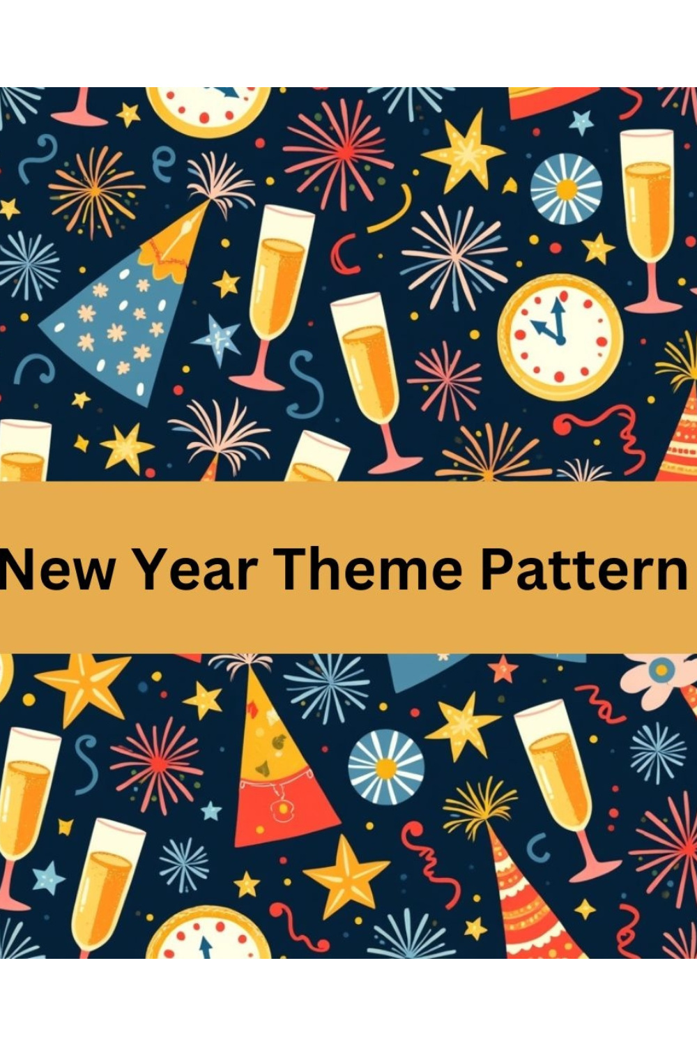 New year theme pattern pinterest preview image.