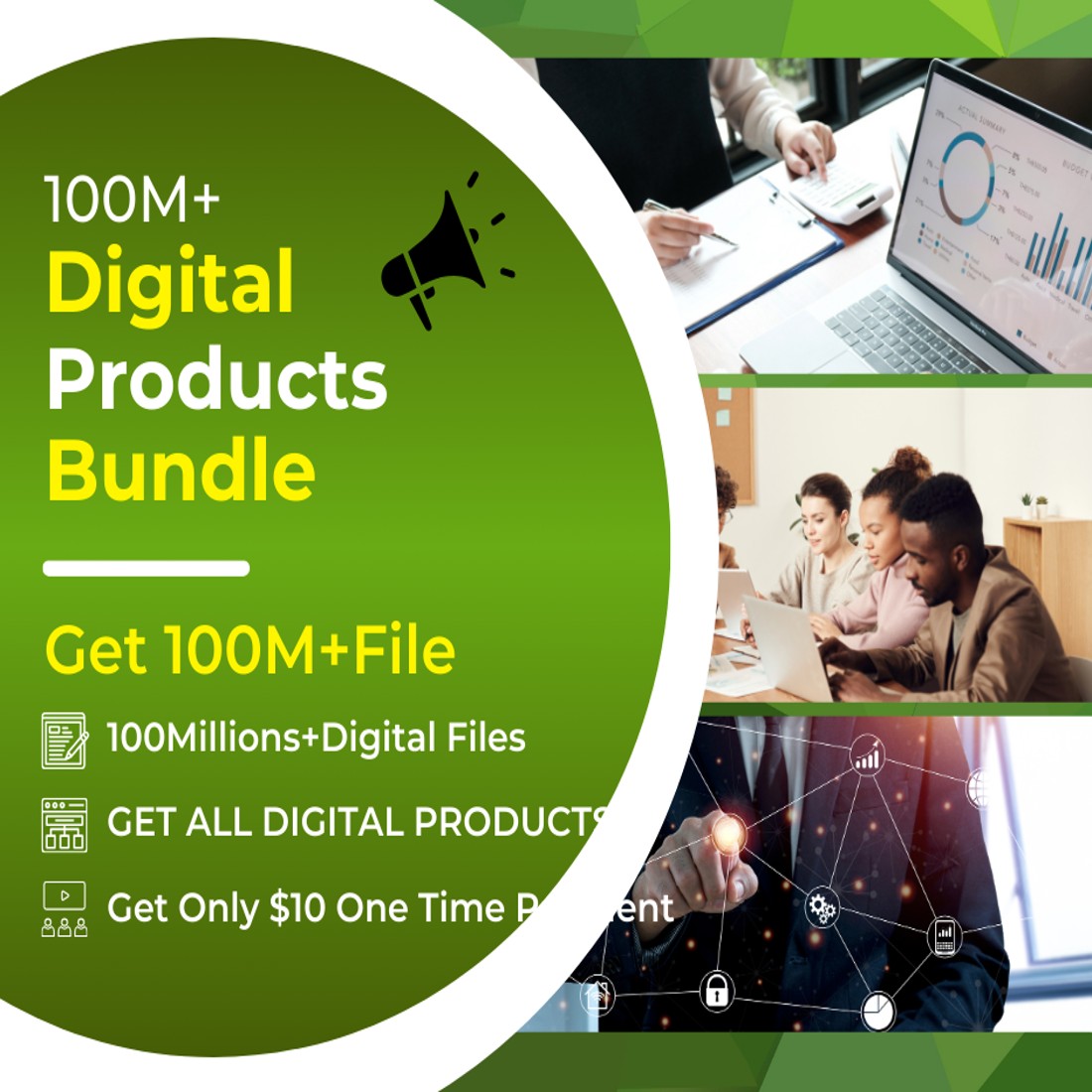 100 Millions+ Digital Products bundle million of Digital Products Art, Template, Design, Course, Template cover image.