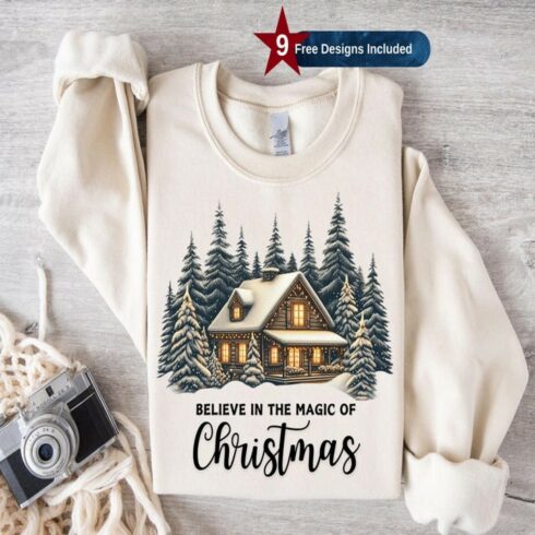 Magic of Christmas Png, Christmas Sublimation Design, Clipart, Vintage Christmas Png, Retro Png, T-Shirt Design, Instant Download Png, DTF cover image.