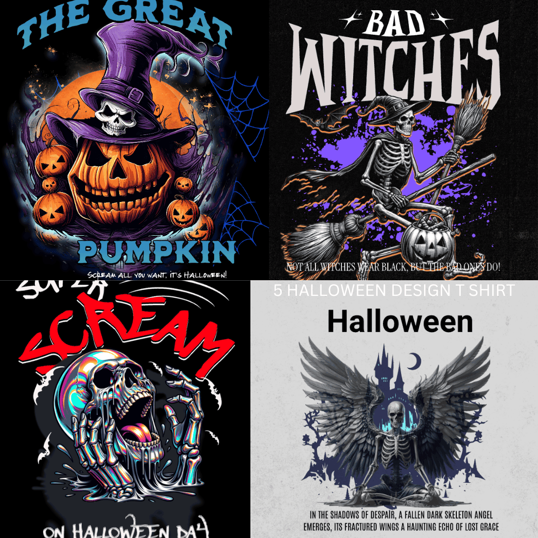 5 Halloween T shirt design preview image.