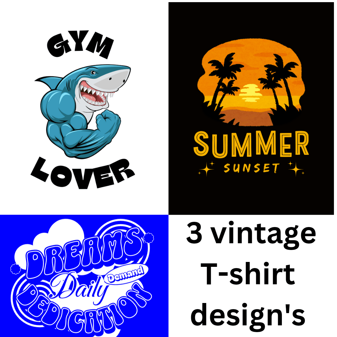 5 vintage and illustration t-shirt design's preview image.