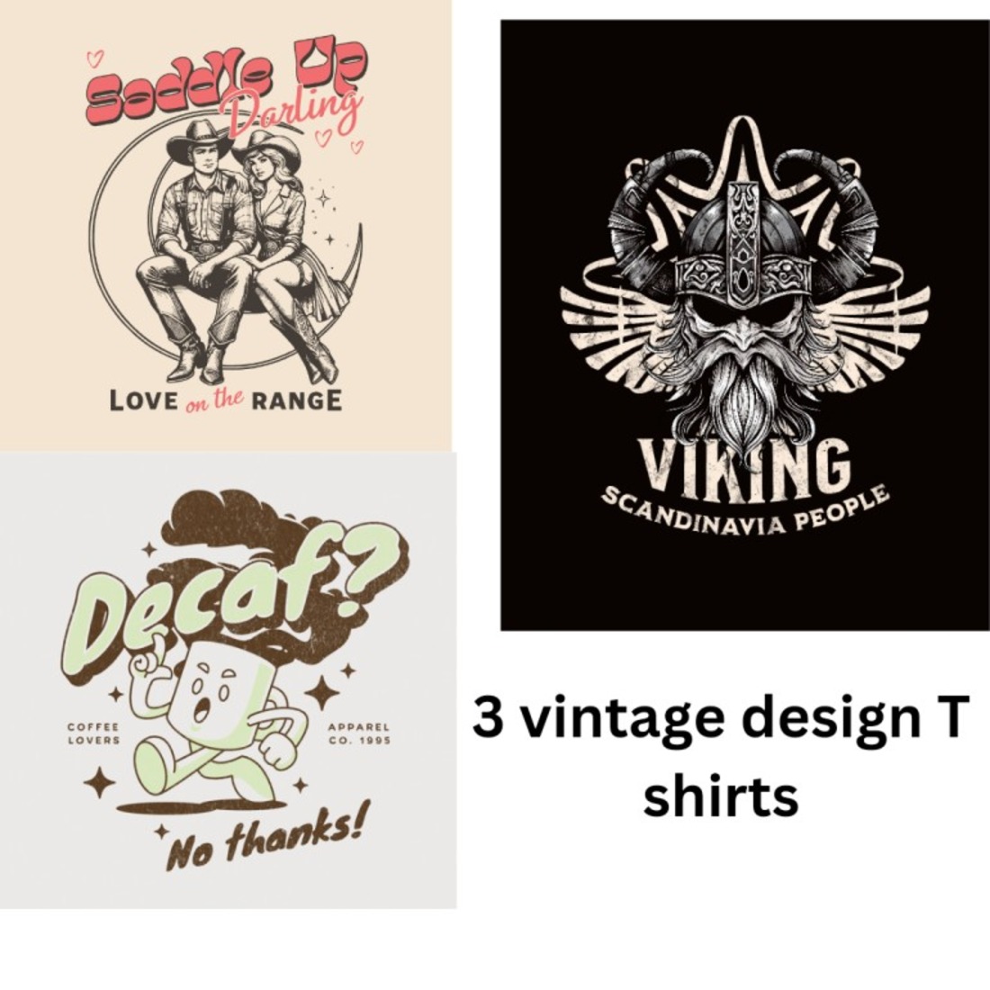 3 vintage design tshirts preview image.