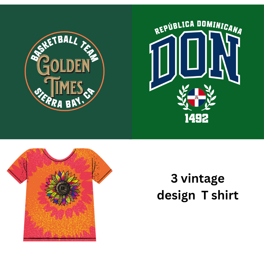 5 Vintage T shirts design cover image.