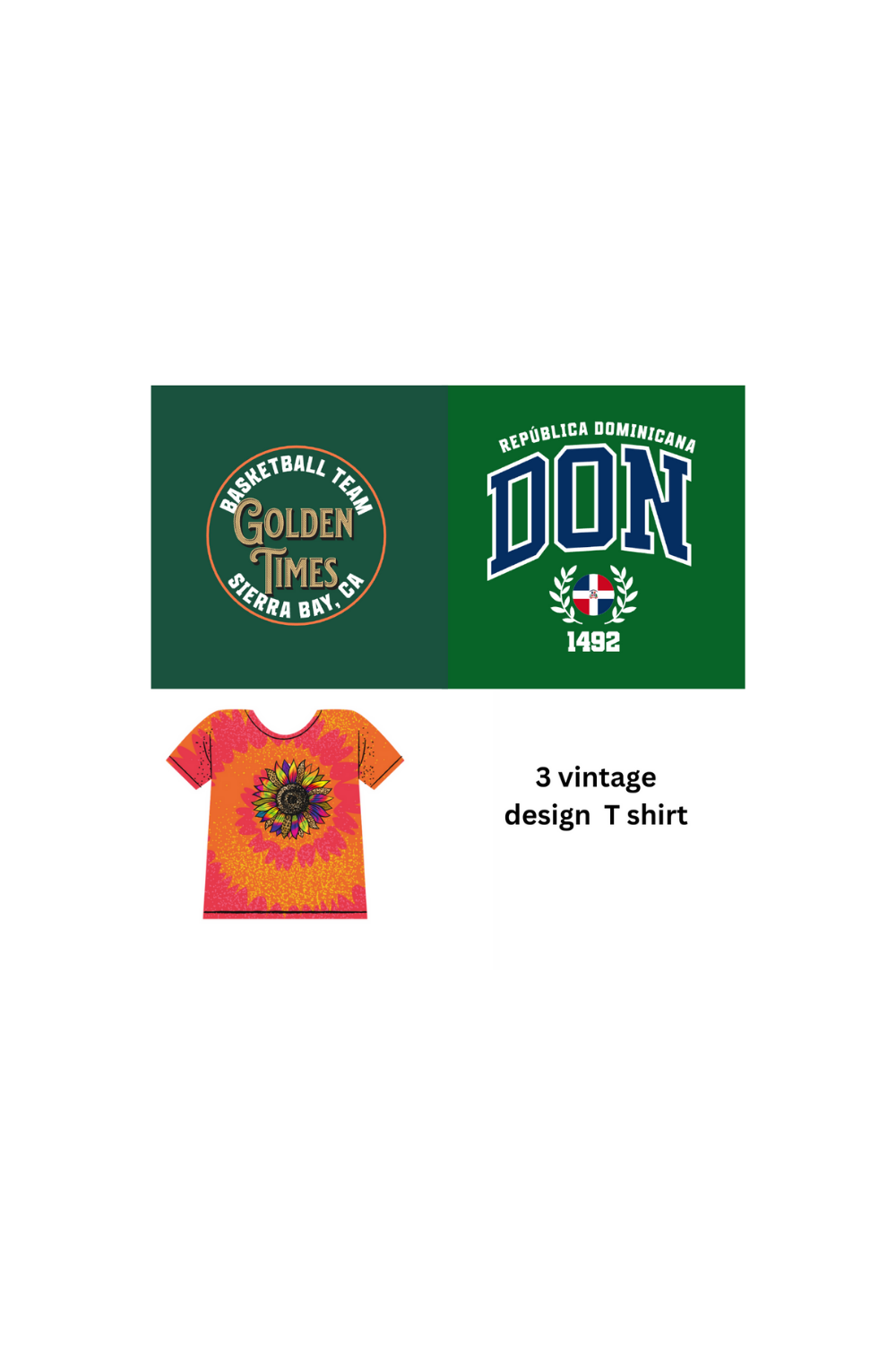 5 Vintage T shirts design pinterest preview image.