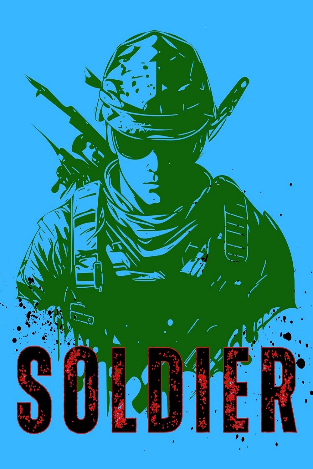 Green Blue, Red and Black Simple Minimalist Soldier T-Shirt pinterest preview image.