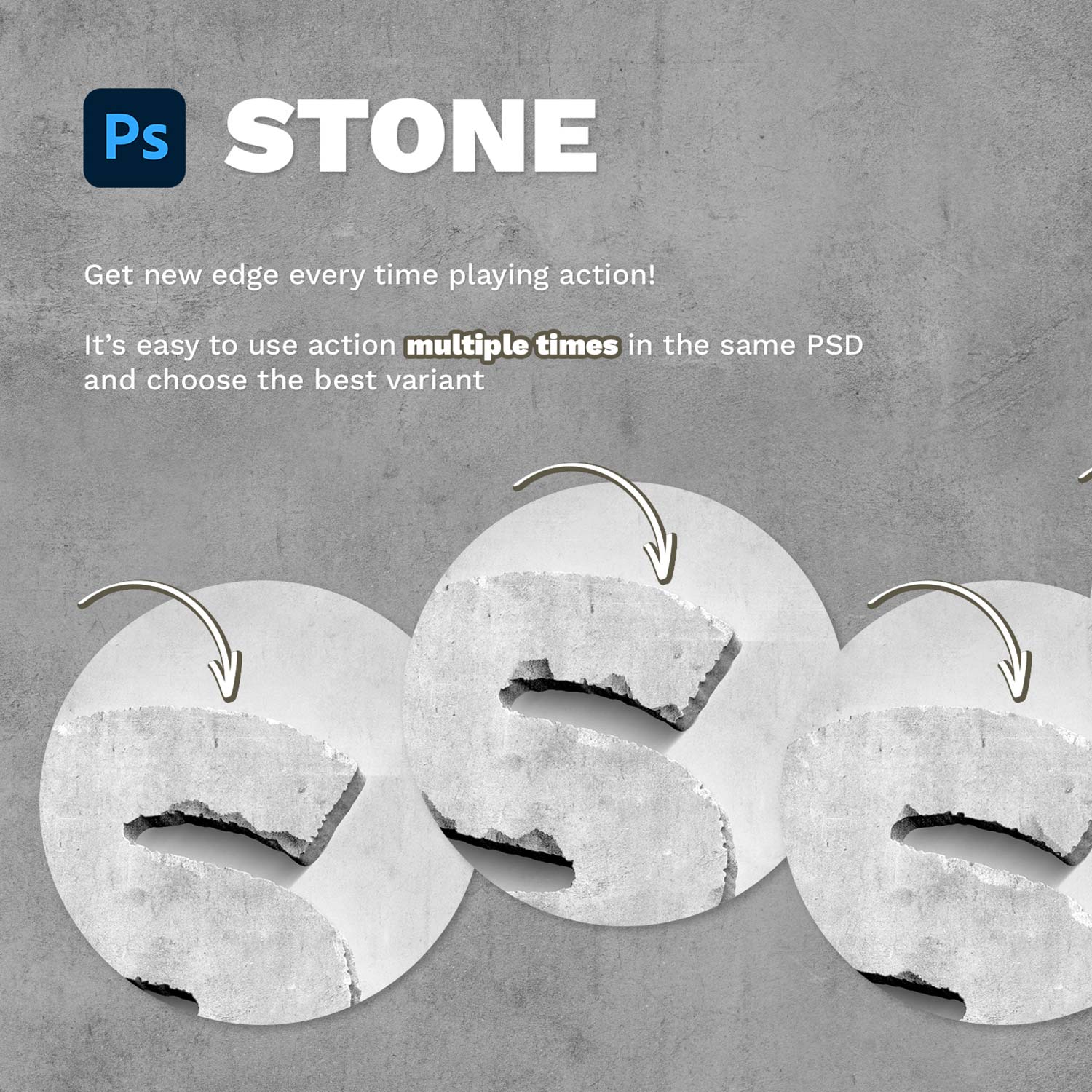 Stone Effect Photoshop Action preview image.