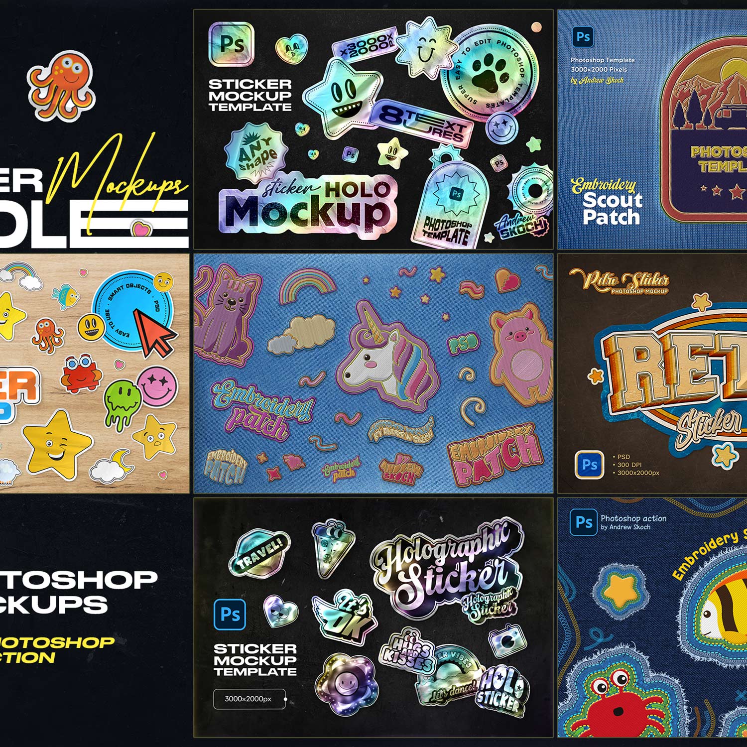 Sticker Mockups Bundle preview image.