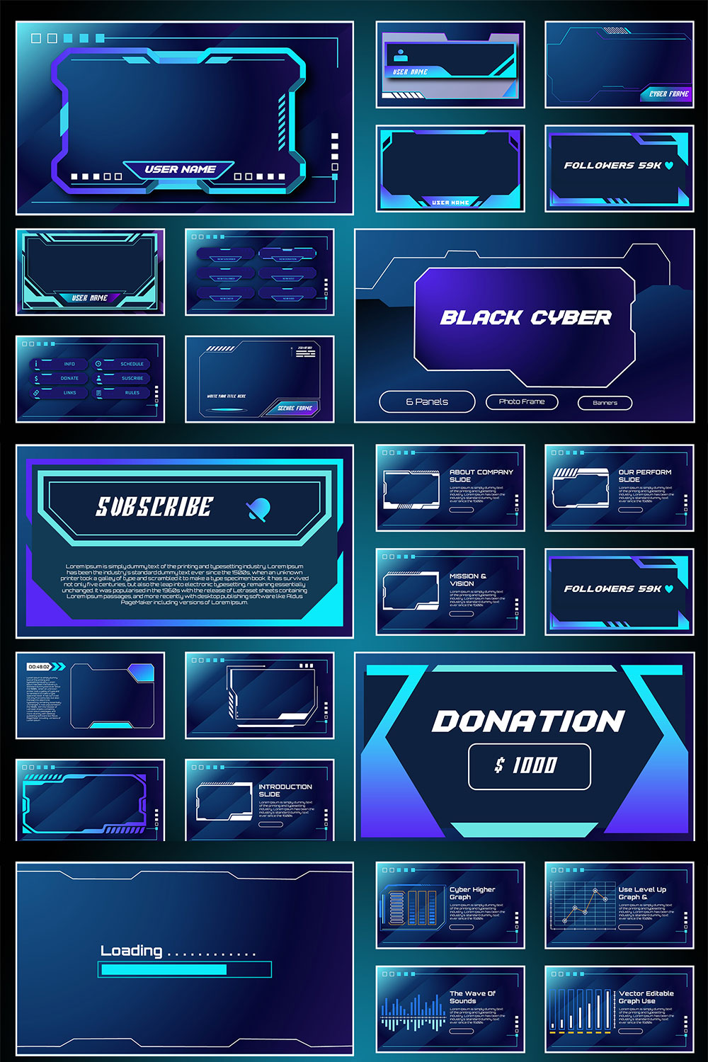 Cyberpunk Frame Streaming Template pinterest preview image.